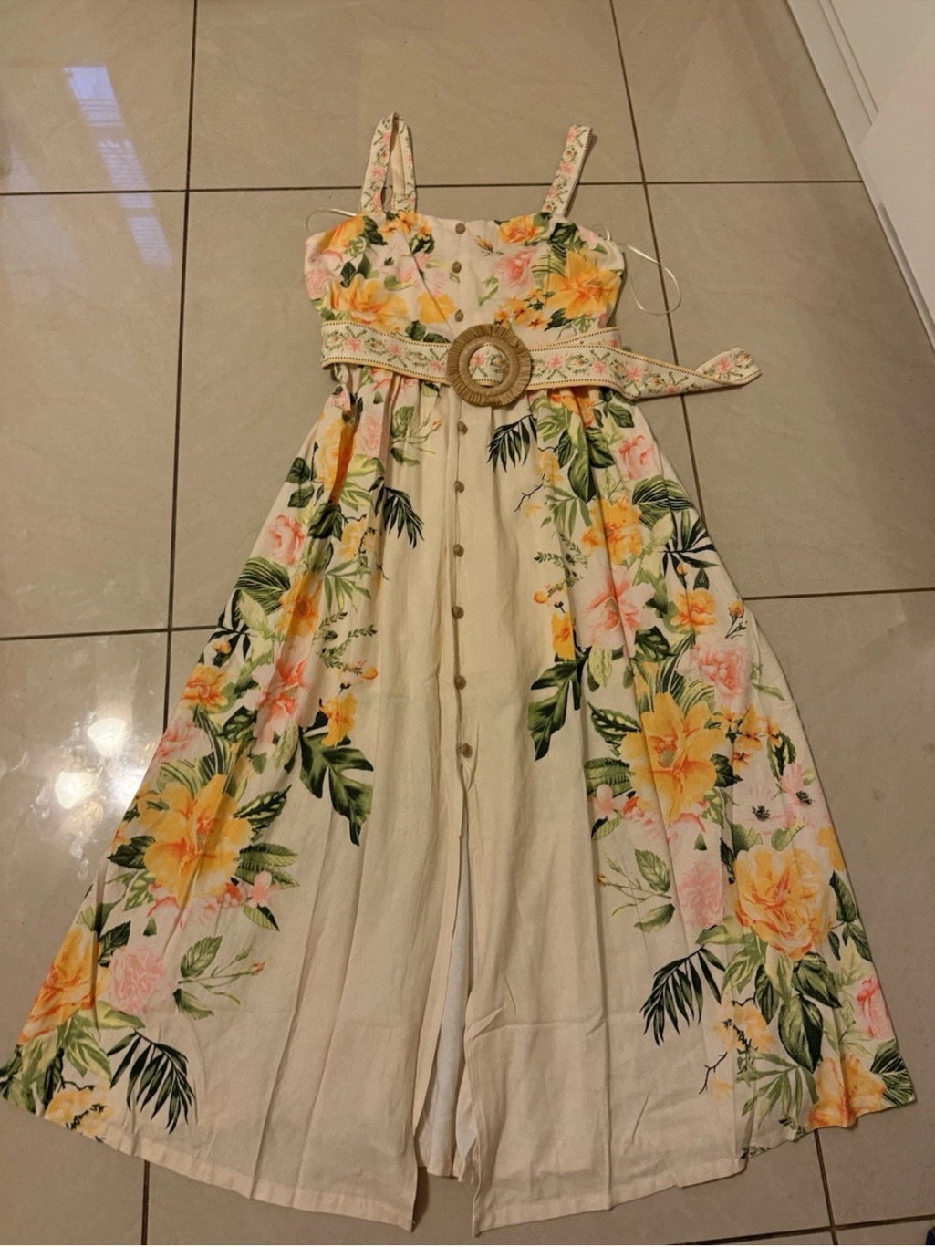 Moon River Women's Farm Dress Xs Rio Linen Anthropologie Alemais Zimmermann Sty